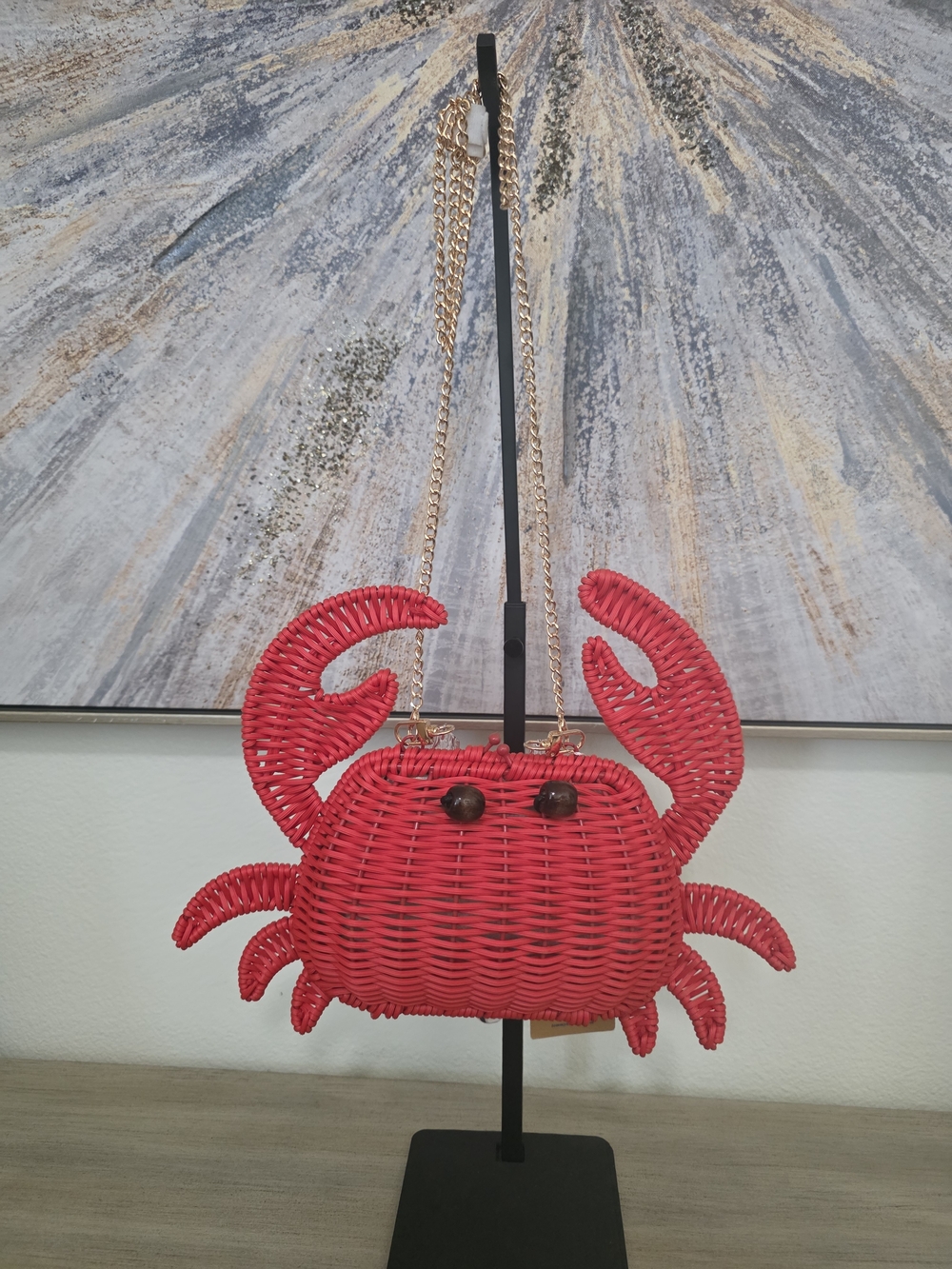 Tommy Bahama Red Crab Wicker Crossbody Bag Women NWT